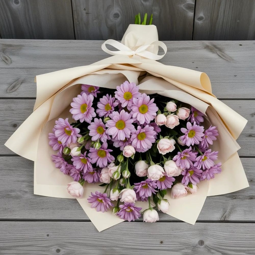 Букет цветов из: Розы и Хризантемы в Чепигинской