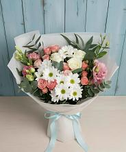 Букет цветов из:  Розы, Лизиантусы и Хризантемы в Чепигинской