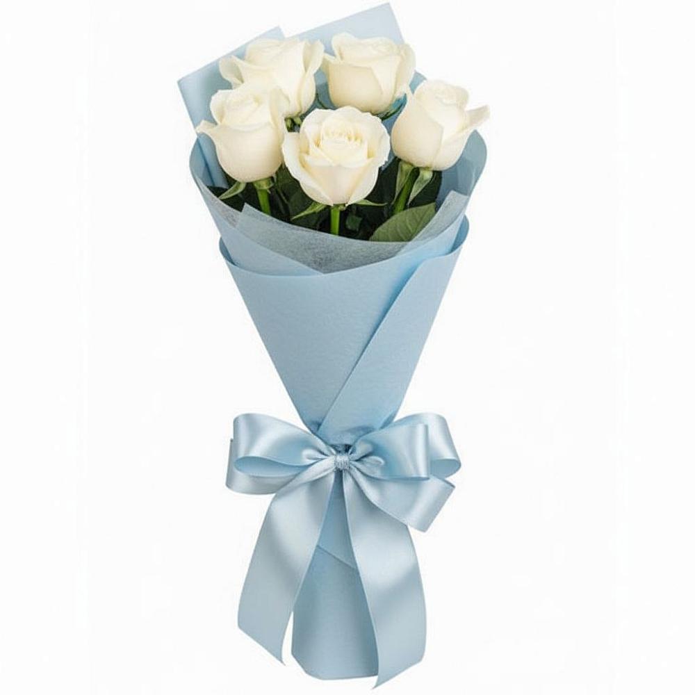 Букет 5 Белых роз Проуд в Чепигинской