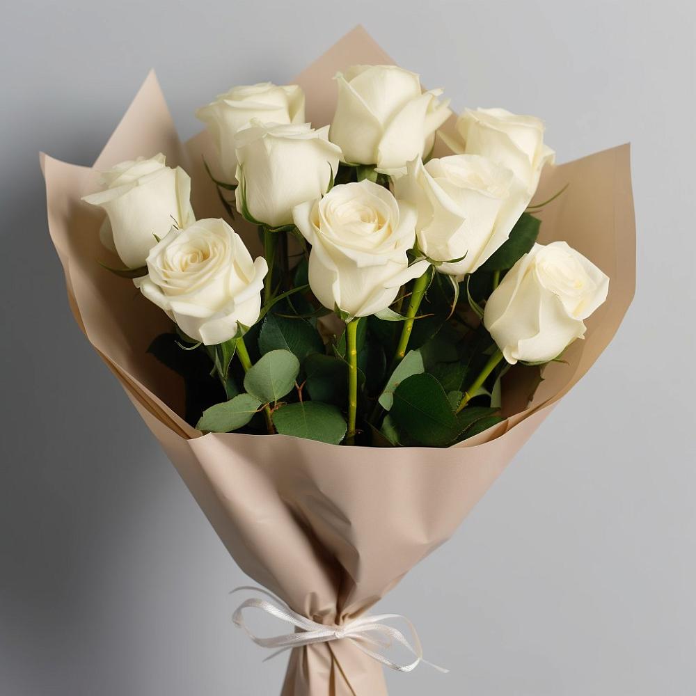 Букет 9 Белых роз Эдлесс Лав в Чепигинской