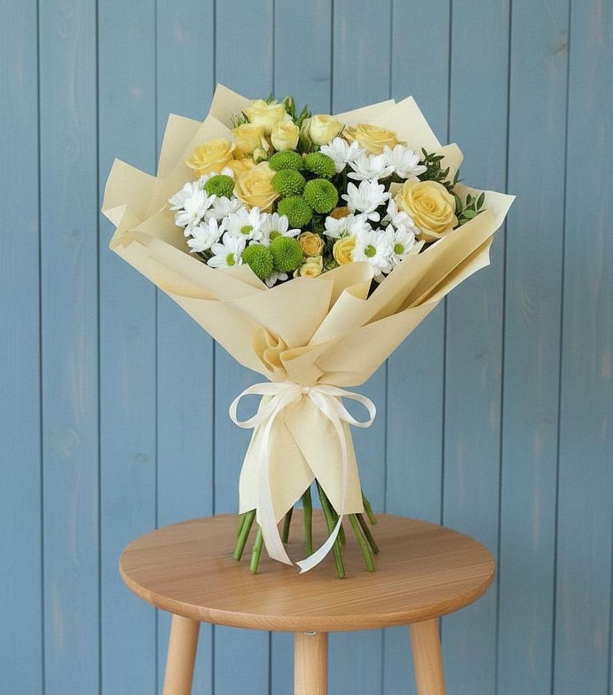 Букет цветов из: Хризантемы и Розы в Чепигинской