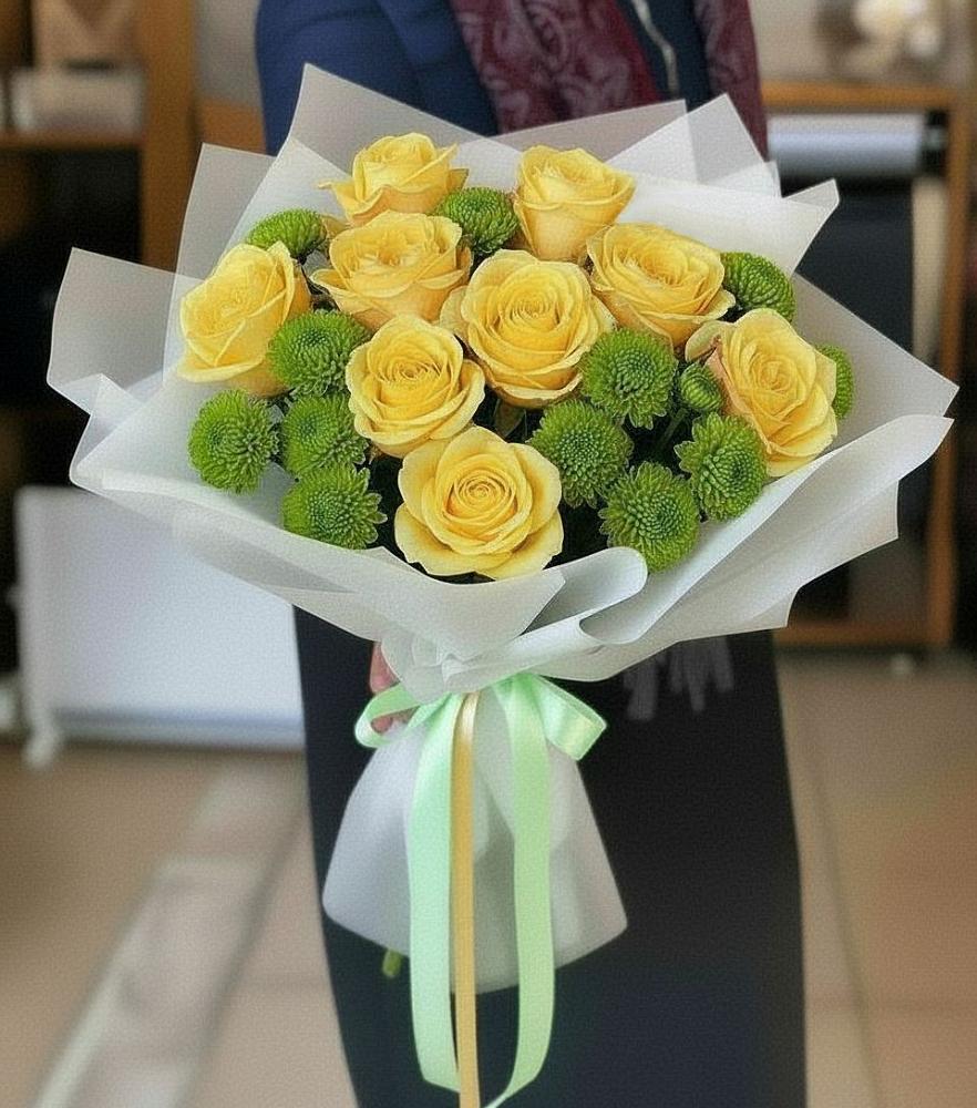 Букет цветов из: Хризантемы и Розы в Чепигинской