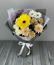 Букет цветов из:  Розы, Герберы и Хризантемы в Чепигинской