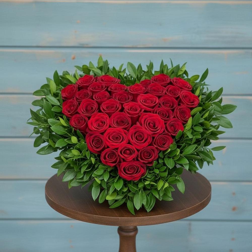 Цветочная композиция из Розы в виде сердца в Чепигинской