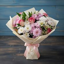 Букет цветов из:  Хризантемы, Альстромерии и Розы в Чепигинской