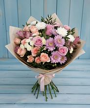 Букет цветов из:  Хризантемы, Розы и Альстромерии #REPLACE_PRED# Чепигинской