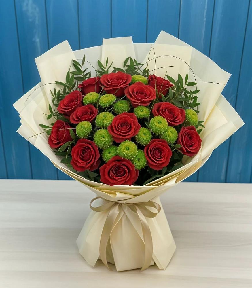 Букет цветов из: Розы и Хризантемы в Чепигинской